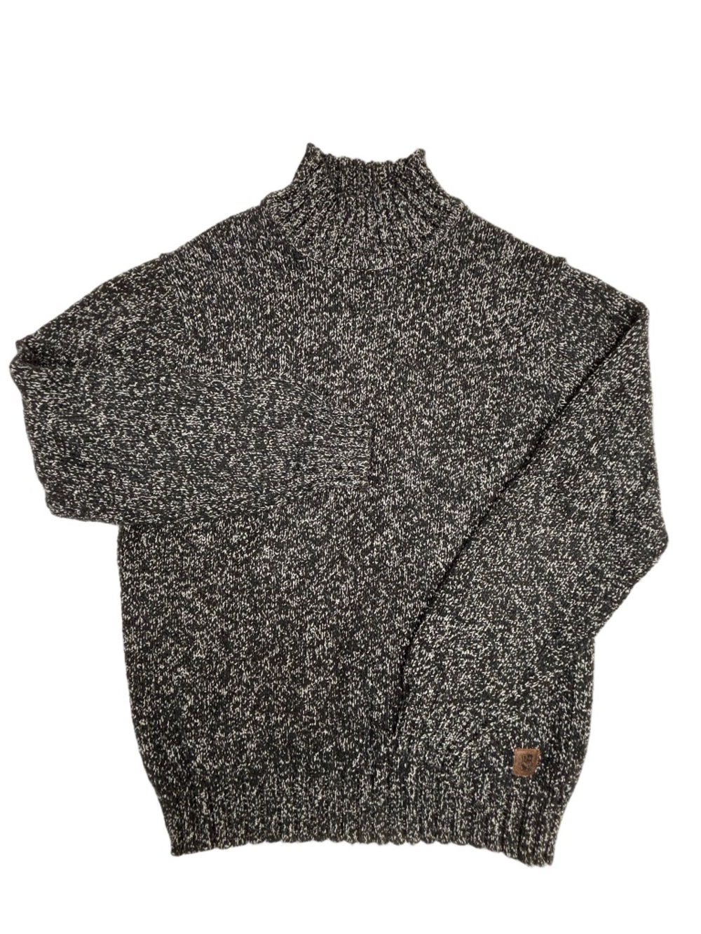 Vintage Roots Marled Mock Neck Sweater Salt and Pepper Cotton Blend mid-2000's
